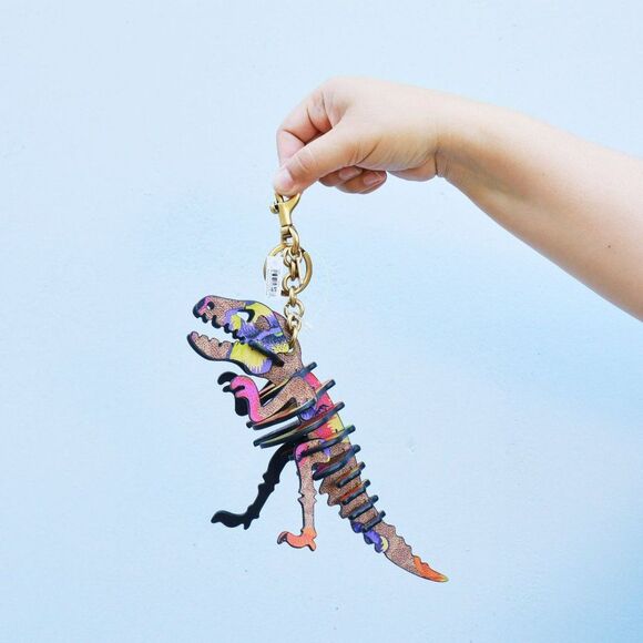 NWT Coach Large Rexy Dinosaur Keychain Bag Charm Orange - Picture 3 of 7